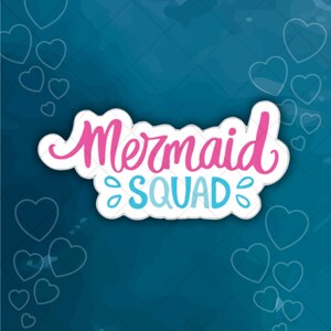 Vinilo troquelado de Mermaid Squad para interiores y exteriores, para niñas pequeñas, MacBook, ThinkPad, ordenador portátil, botella de agua, matraz Hydra, lonchera, cuaderno