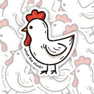 Autocollant intérieur extérieur en vinyle découpé avec des matrices de poulet, animal de la ferme MacBook ThinkPad Ordinateur portable Flacon ou bouteille d'eau.