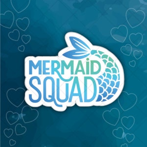 Vinilo troquelado de Mermaid Squad para interiores y exteriores, para niñas pequeñas, MacBook, ThinkPad, ordenador portátil, botella de agua, matraz Hydra, lonchera, cuaderno