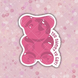 Hot Pink Gummy Themed Indoor/Outdoor Vinyl-Aufkleber | Süßigkeit Dekor | Kinder Teenager Erwachsene | MacBook ThinkPad | Wasserflasche Flask