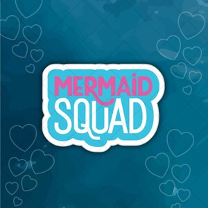 Vinilo troquelado de Mermaid Squad para interiores y exteriores, para niñas pequeñas, MacBook, ThinkPad, ordenador portátil, botella de agua, matraz Hydra, lonchera, cuaderno
