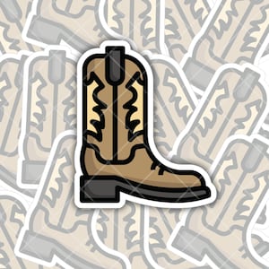 Cowboy Boot Brown mit Spur Vinyl Aufkleber für drinnen und draußen - Ein süßer Aufkleber für Ihr MacBook ThinkPad Laptop Computer Wasserflasche oder Notebook