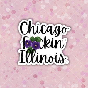 Vinyle découpé Chicago Illinois | Sticker Intérieur Extérieur | Décoration pour MacBook ThinkPad | Bouteille d'eau | Flacon Hydra | Humour adulte