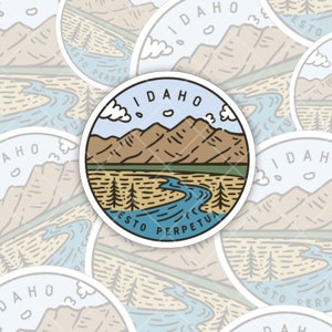Adesivo in vinile fustellato per interni ed esterni con lo stemma dello Stato dell'Idaho, per decorare la tua borraccia MacBook, ThinkPad o Hydra Flask: per viaggiatori ed escursionisti!