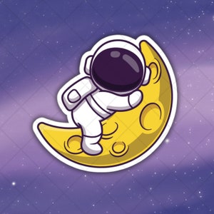 Astronaut zum Mond sterben geschnittene Vinyl Indoor Outdoor Aufkleber für Weltraum Wissenschaft MacBook ThinkPad Laptop Computer Wasserflasche oder Notebook