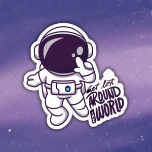 Vinilo troquelado con el astronauta "Piérdete", adhesivo para interior y exterior para MacBook, ThinkPad, ordenador portátil, botella de agua o cuaderno