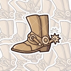 Cowboy Boot Brown Mit Spur Vinyl Aufkleber für drinnen und draußen - Ein süßer Aufkleber für Ihr MacBook Thinkpad Laptop Computer Wasserflasche oder Notebook