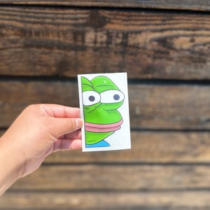 peeking pepe sticker || vinyl decal || meme sticker