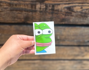 peeking pepe sticker || vinyl decal || meme sticker