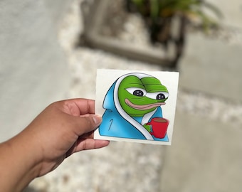 cozy pepe sticker || vinyl decal || meme sticker || meme decal || funny cozy frog