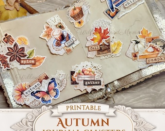 Autumn Junk Journal Kit Snippet Clusters Printable Collage Fall Junk Journal Autumn Ephemera Pack Digital Download Junk Journal Clusters Kit
