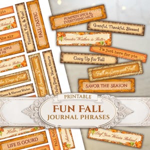 Fun Fall Junk Journal Phrases Printable Autumn Junk Journal Ephemera Words Funny Fall Phrases Autumn Ephemera Digital Words for Junk Journal