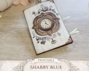 Shabby Blue Junk Journal Folio Kit Victorian Rose Junk Journal Digi Kit Printable Folio Shabby Chic Junk Journal Digital Download Blue Folio