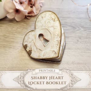 Cuaderno de diario basura, medallón de corazón, kit vintage desgastado, álbum de recortes, regalo, libro hecho a mano, cuaderno, efímera, regalo, descarga digital imprimible