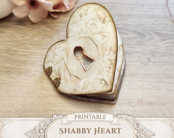 Junk Journal Booklet Heart Locket Shabby Vintage Kit Scrapbook Gift Handmade Book Notebook Ephemera Gift Printable Digital Download