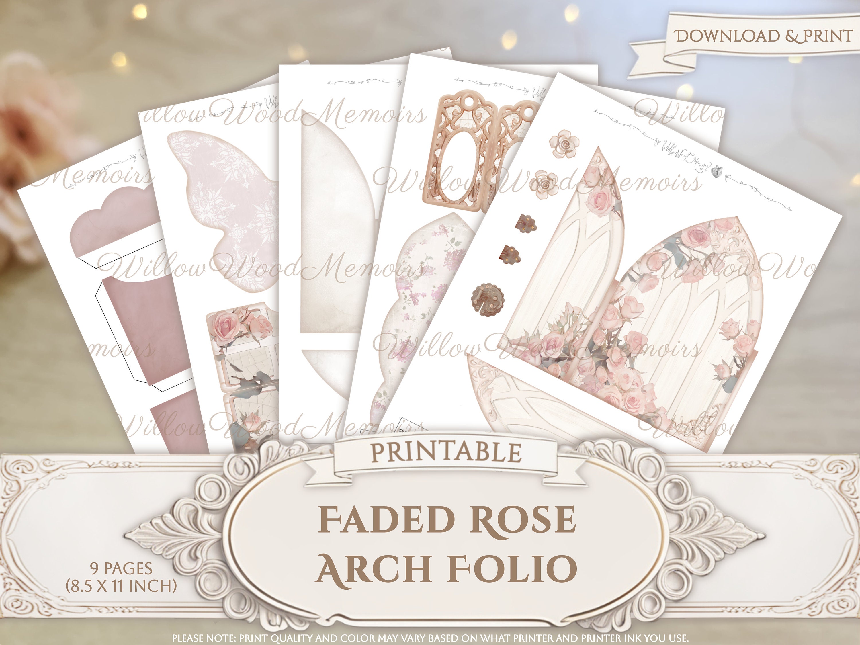 Shabby Pink Junk Journal Folio Kit Victorian Rose Junk Journal Digi Kit ...