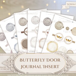 Journalinsats Shabby Embellishment Junk Journal Kit Journallucka som öppnas Kortomslag Utskrivbar Fjärilsprovlucka Digital nedladdning bild 2