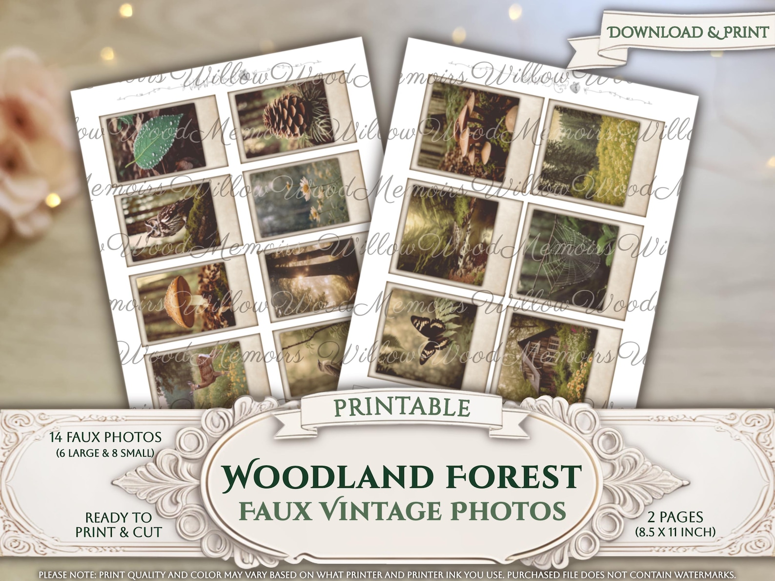 Woodland Digitals Faux Vintage Photos Forest Junk Journal Ephemera Pack ...