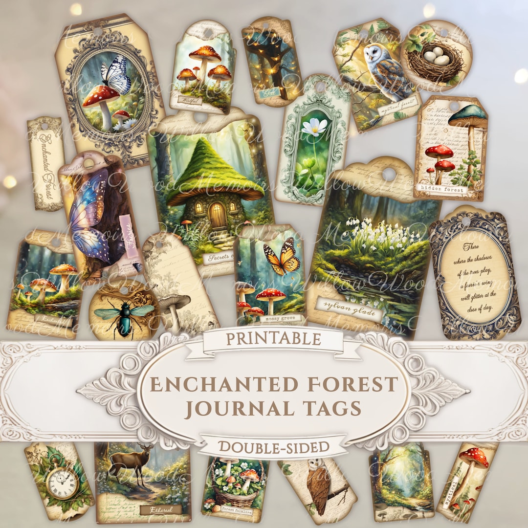 Enchanted Forest Woodland Junk Journal Printable Tags Mushrooms ...