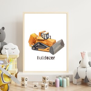 Construction Vehicle Print, Bulldozer Wall Art, Bulldozer Print Boys Room, Bulldozer Boys Nursery Décor