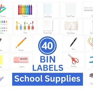 Classroom Organization, School Supplies Bin Labels- Pack of 40! Labels for School Supplies, Primary and Elementary Classroom Organization