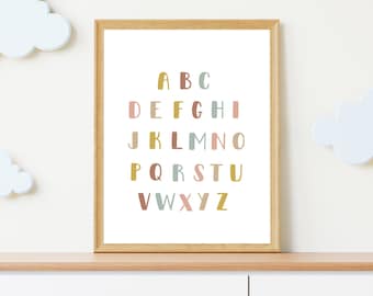 ABC Wall Art- Boho Style | Alphabet Poster Chart | Alphabet Poster Boho | Alphabet Nursery Decor |  Kids Room Decor | Baby Wall Art