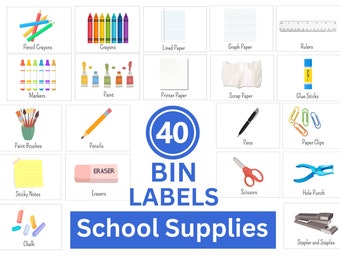 Classroom Organization, School Supplies Bin Labels- Pack of 40! Labels for School Supplies, Primary and Elementary Classroom Organization