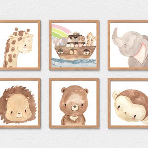 Noah&#39;s Ark, Rainbow and Animal Printable, Noah&#39;s Ark Theme Print for Baby Nursery or Kids Room, Cute Animal Prints for Neutral Baby Room
