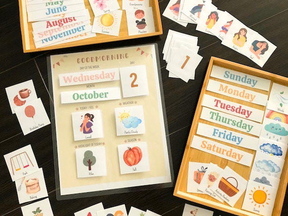 Circle Time Board, Good Morning Board Chart and Cards, Homeschool Calendar, Toddler Visual Schedule, Preschool Morning Chart