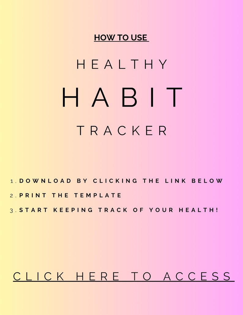 Digital Habit Tracker Printable Healthy Habits Planner Etsy