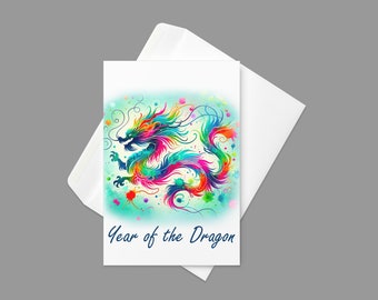 Year of the Dragon 07: Greeting Card (4″ × 6″) -   Happy Lunar New Year 2024 | Watercolor