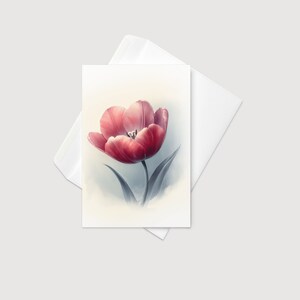 Tulip Flower: Greeting Card (4x6) Tulip Card / Tulip Botanical Flower Card / Blank Card / Tulip Greeting Card / Tulip Flower