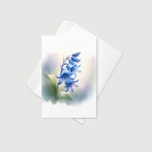 Flor Bluebell: Cartão de felicitações (4x6) Cartão Bluebell / Cartão de flor botânica Bluebell / Cartão em branco / Cartão Bluebell / Flor Bluebell