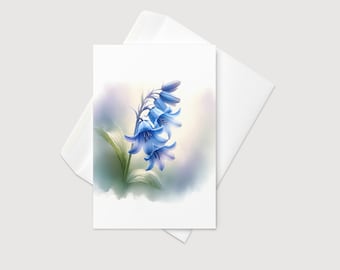 ブルーベルの花: グリーティング カード (4x6) ブルーベル カード / ブルーベルの植物の花カード / 空白カード / ブルーベルのグリーティング カード / ブルーベルの花
