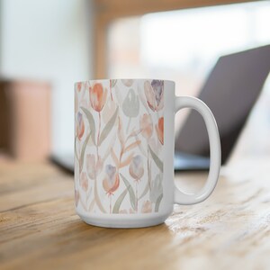 Ceramic Mug 15oz,Flower Mug, Boho Wildflowers Cottagecore Coffee Mug, Vintage Botanical Mug, Pastel Floral Nature Mug,Garden Lover Gift,