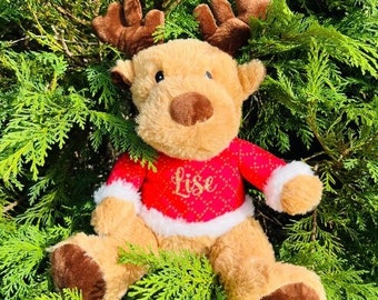 Peluche renne de Noël personnalisée