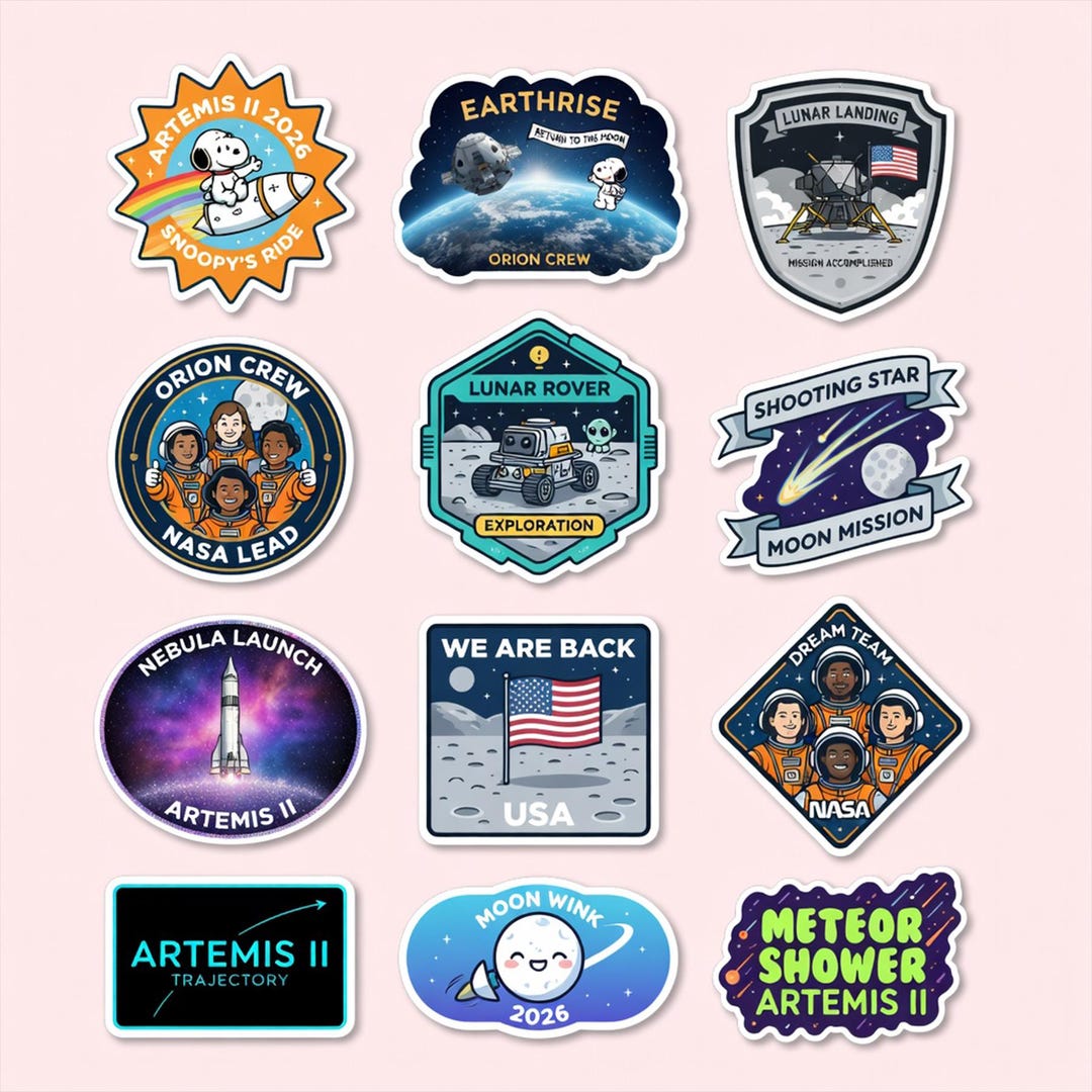 Artemis II Sticker Sheet, Rocket Launch Sticker, Future Moon Mission ...