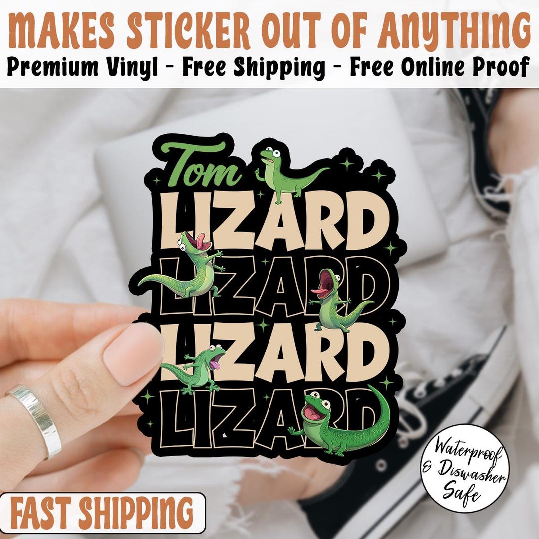 Jtc Sticker Retro Tom Lizard Sticker, Funny Cartoon Lizard Meme Sticker, Vintage ...