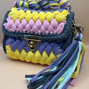 Multi color bag/ handmade women bag/ knitted purse/ crochet bag/ designer bag/ personalized shoulder bag/ Hand Woven bag/