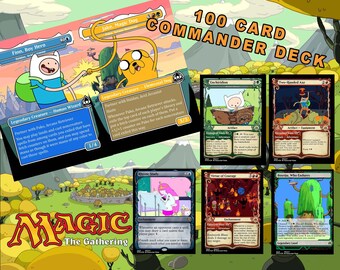 MTG Proxy Adventure Time 100 Card Commander Deck "Finn & Jake" for Magic The Gathering Card Game [With DECKBOX] EDH