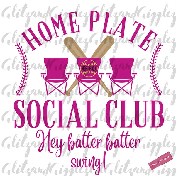 Homeplate Social Club Softball HotPink PNG