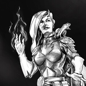 Custom Character Art, DnD Character Commission, Fantasy B&W character