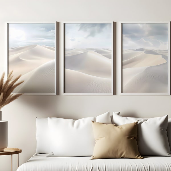 Ensemble de 3 dunes de sable bohème minimaliste, art mural décor désert, impressions aux couleurs neutres, téléchargement numérique instantané, abstrait moderne imprimable