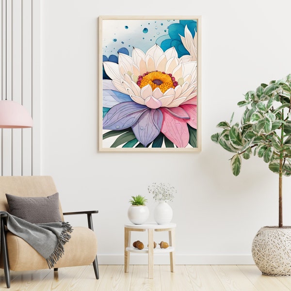 Floral Colourful Prints, Boho Home Decor, Plant Wall Art, Flower Prints, Living Room