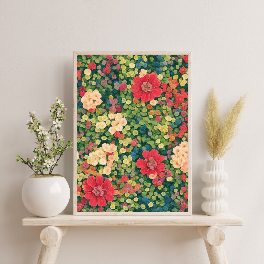 Flowers Wall Art Vintage Wall Art Antique Wall Decor Colorful Wall Art