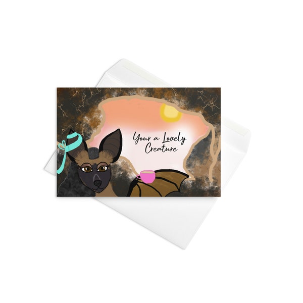 Sweet Fruit Bat Greeting card, Your a Lovely Creature Greeting Card