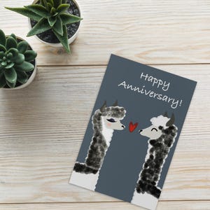 Carte d'anniversaire de couple Deux lamas amoureux ~ Cartes de voeux d'anniversaire d'animaux
