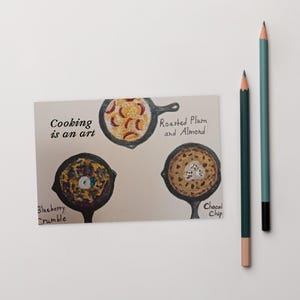 Kochen ist eine Kunst Standard-Postkarte 10,2 x 15,5 cm, Backen-Postkarte, Gusseisen-Spfanne, Dessert-Postkarte, Dessert-Postkarte, Spaß-Kochen-Postkarte