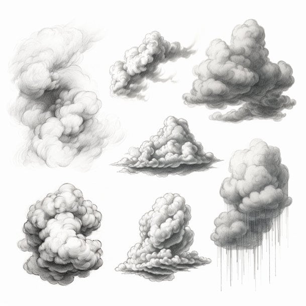 Clouds pencil drawing deals