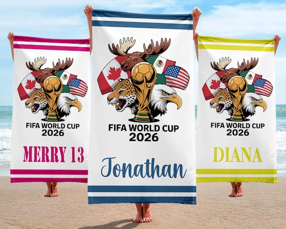 Personalized FIFA 2026 Soccer Towel, Custom Football Beach Towel